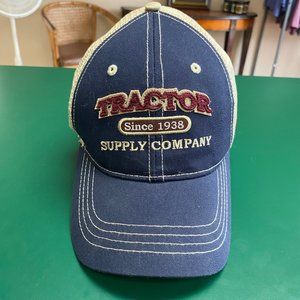 Tractor Supply Dark Blue Canvas with Tan Mesh Back and Adjustable Sizing Strap